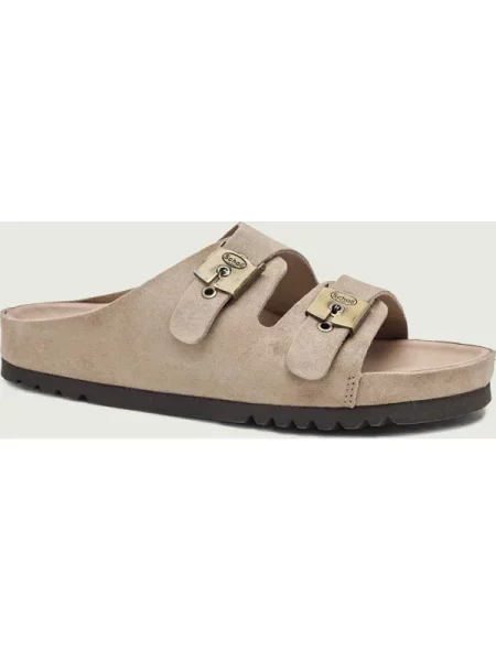 Scholl Șlapi KIM | piele întoarsă bej