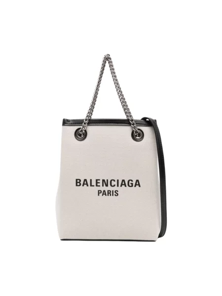 Lniana torebka crossbody Balenciaga beżowa