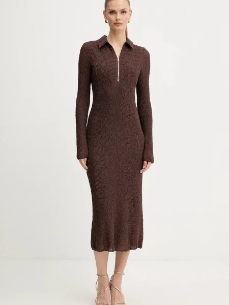 Marella sukienka maxi dopasowana brązowy