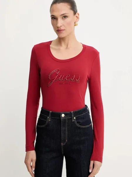 Блуза с дълги ръкави Guess червено