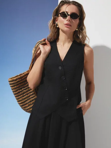 Жилет Seventeen льон/віскоза чорний