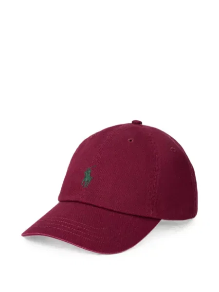 Карирана шапка с козирки Polo Ralph Lauren с автограф кепър червено
