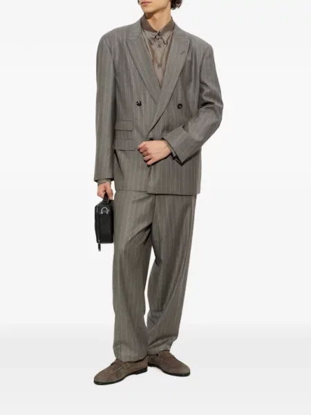 Cămașă Giorgio Armani cu model herringbone maro