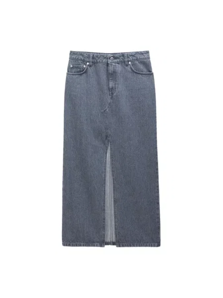 Długa spódnica jeansowa Filippa K z rozcieciem szara
