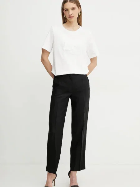 Luisa Spagnoli pantaloni din in negru