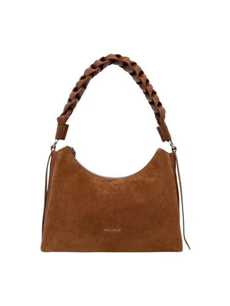 Coccinelle torebka zamszowa BOHEME SUEDE BIMATERIAL brązowy