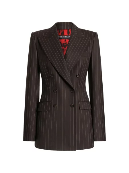 Geacă Dolce & Gabbana din țesătură twill cu două rânduri de nasturi maro
