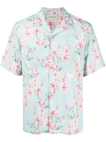 Cămașă Poggys Box cu model floral cu imagine albastru