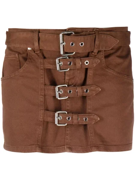 Fustă din denim Blumarine cu cataramă maro