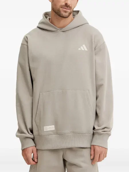 Trening Adidas alergare cu glugă cu broderie gri