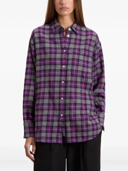 Cămașă Woolrich în carouri de flanelă violet
