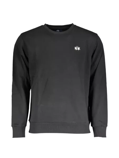 Pulover La Martina cu broderie cu decolteu rotund negru