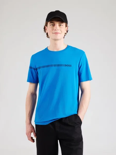 BOSS Tricou Tee 5 bleumarin / azur