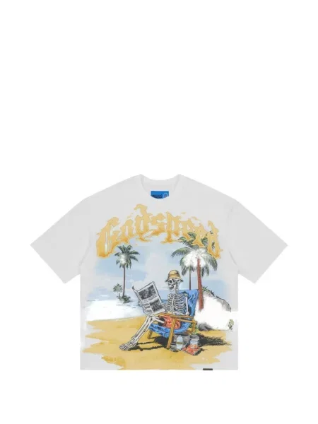 Tricou Godspeed cu imagine alb