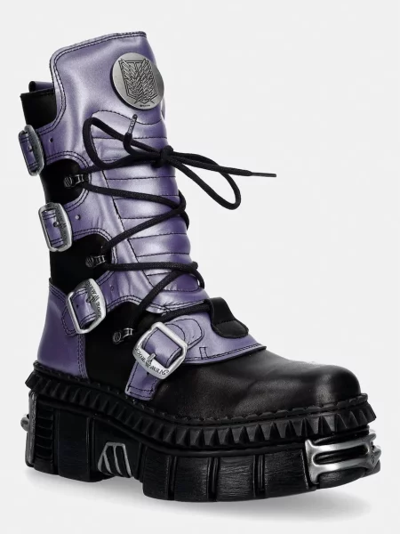 New Rock CRUST NEGRO + NOMADLA LILA + IMPERFECT TOWER NEGRO TORNILLOS bocanci pentru femei din piele