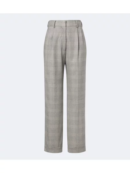 Pantaloni Blazé Milano de lână în carouri gri