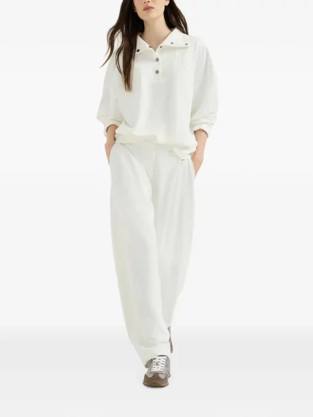 Pantaloni Brunello Cucinelli alergare din material terry alb