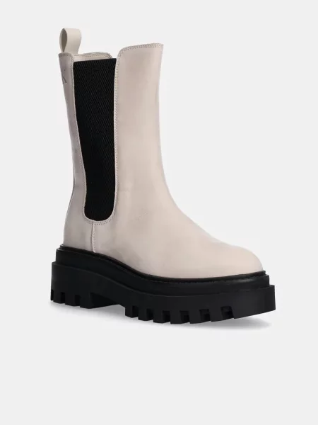 Gležnarji iz nubuka Calvin Klein Jeans FLATFORM CHELSEA BOOT MG NB bež