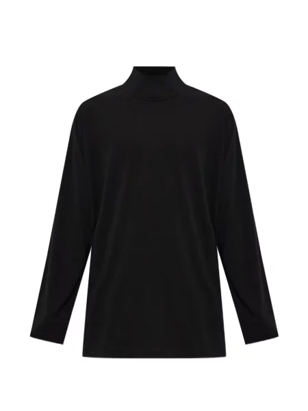 Lung tricou Yohji Yamamoto cu guler de stand-up negru