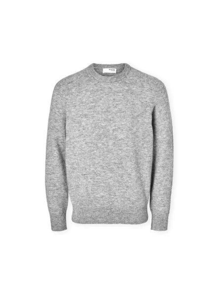 Pulover Selected tricotate melange gri