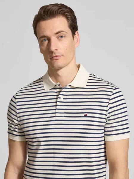 Koszulka polo o kroju regular fit z czystej bawełny model ‘LIQUID COTTON’ Tommy Hilfiger granatowa