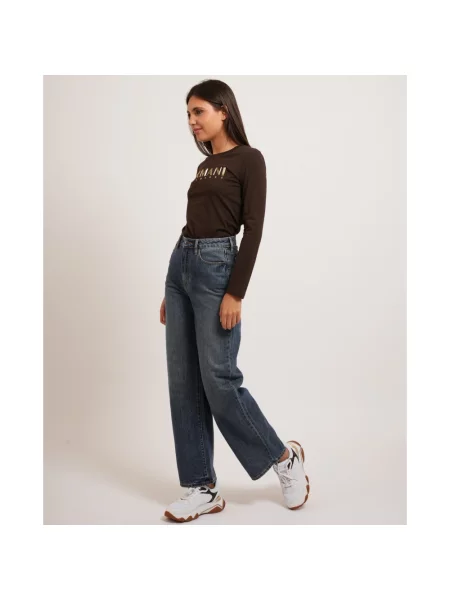 Szerokie jeansy Armani Exchange niebieskie