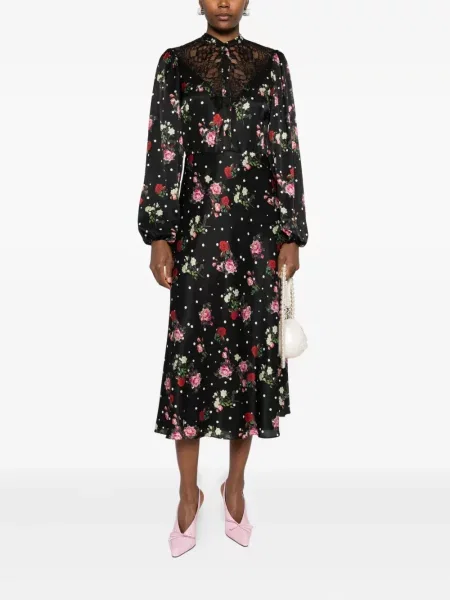Rochie Nissa cu model floral cu imagine de costum negru