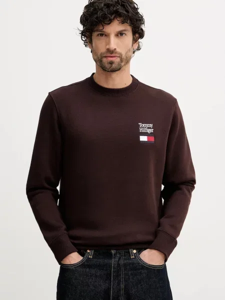 Tommy Hilfiger bluza z aplikacją brązowy