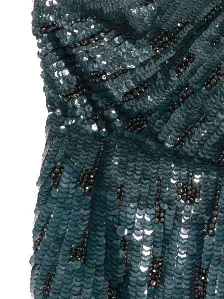 Top Elie Saab cu paiete cu un umăr gol verde