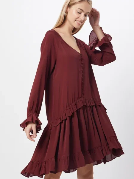 Farina Opoku Rochie tip bluză Priya ruginiu / vin roșu