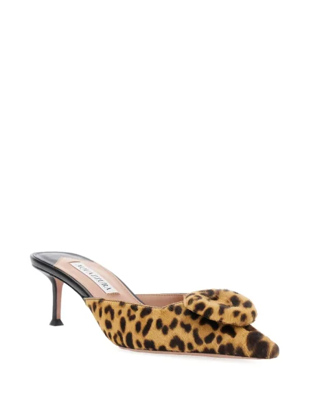 Mules Aquazzura με φιόγκο με λεοπαρ μοτιβο
