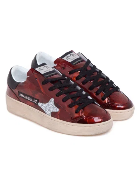 Sneakersy Ama Brand skórzane czerwone