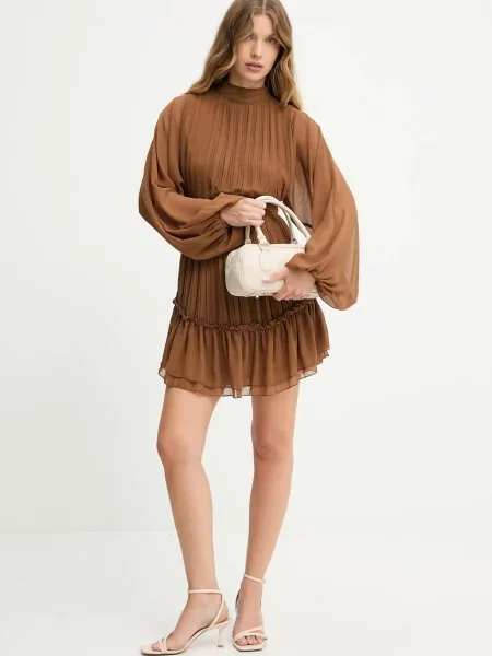 Платье мини Answear.lab клеш бежевое