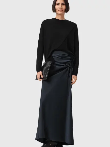 Пола AllSaints ALEXIA дълга със стандартна кройка черно