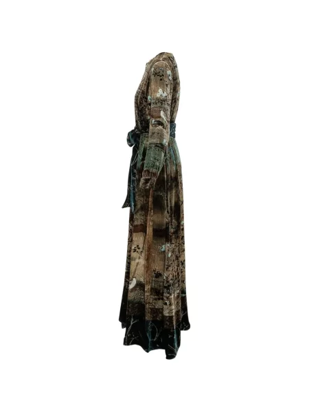 Rochie maxi Pierre-louis Mascia de catifea cu imagine maro