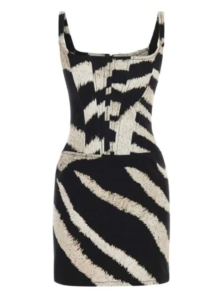 Sukienka mini Giuseppe Di Morabito z nadrukiem w zebrę z gorsetem czarna