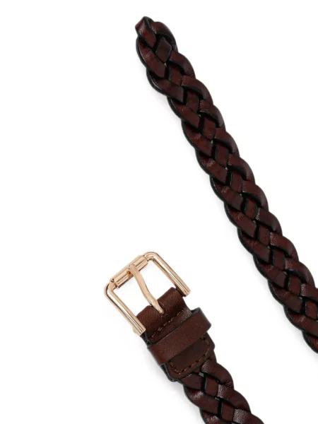 Cu centură curea Max Mara din piele țesută maro