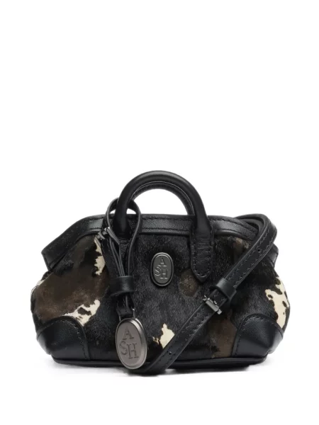 Geantă shopper Ash din piele cu imagine negru
