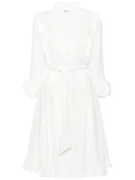 Satynowa sukienka koszulowa Baruni biała