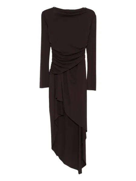 Rochie maxi Amen drapată lungă de costum maro