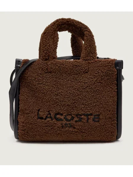 LACOSTE Geantă de umăr Lacoste Petit sac cabas Heritage Noir/Marron' maro