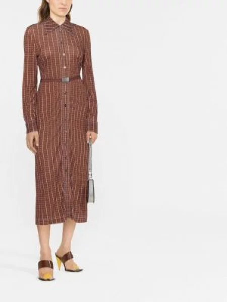 Raštuota kostiumas marškininė suknelė Tory Burch ruda