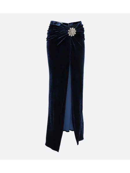 Aksamitna maksi spódnica maxi Rabanne niebieska
