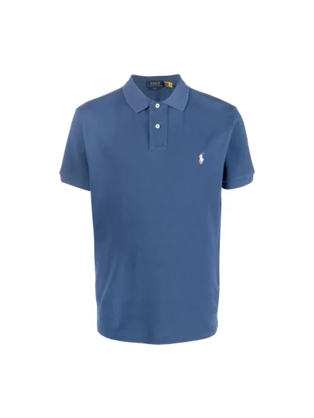 Dzianinowa koszulka polo Ralph Lauren niebieska