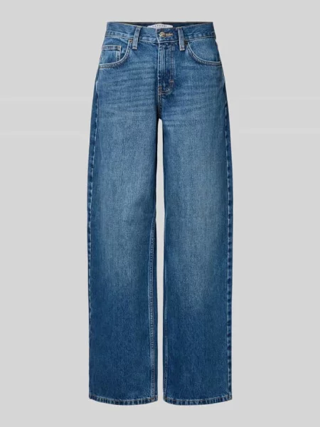 Jeansy z szerokimi nogawkami w 5 kieszeni model INCH' Topshop niebieskie