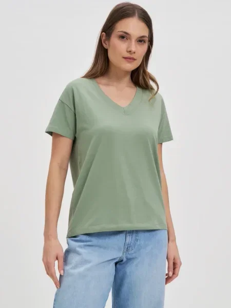 Tricou Marisse cu decolteu în V verde