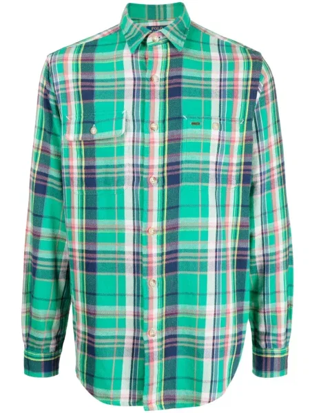 Dugo košulja Polo Ralph Lauren karirana s okruglim izrezom siva