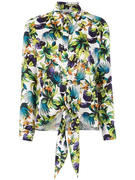 Cămașă Amir Slama de mătase cu imagine alb