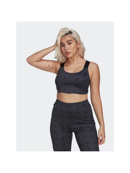 Adidas Топ Allover Print Corset Slim Fit сірий