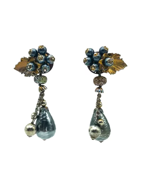 Cercei Jennifer Gibson Jewellery cu model floral auriu